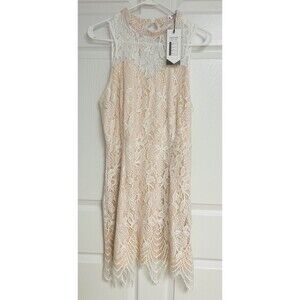 ANGVNS Women Size XL White Lace Overlay Floral Sleeveless Dress Wedding Shower